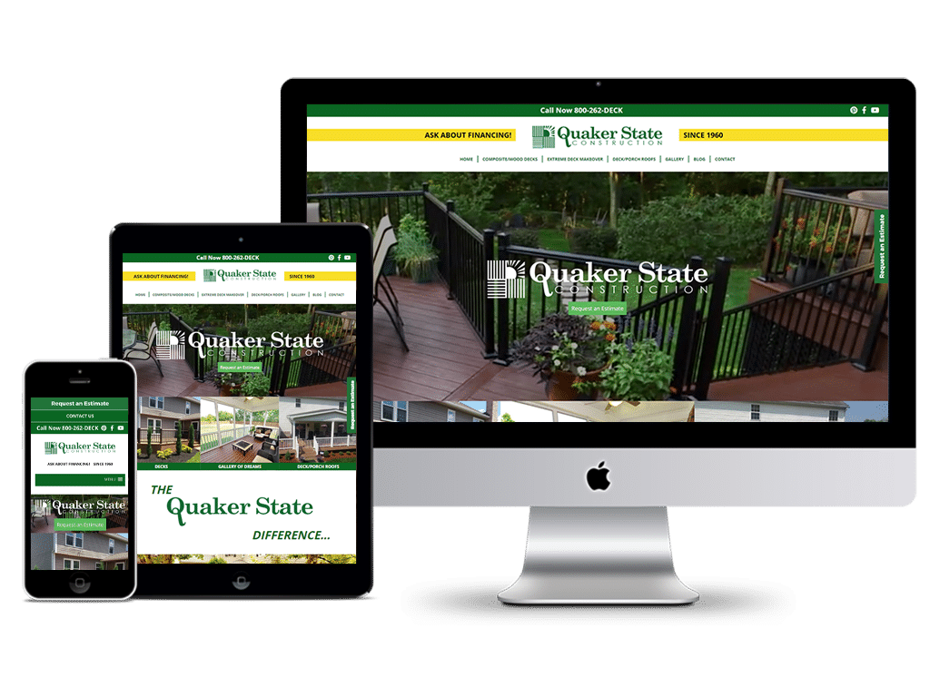 Quaker State Construction Wordpress Website Design By Higher Images | Portfolio Quaker State Construction