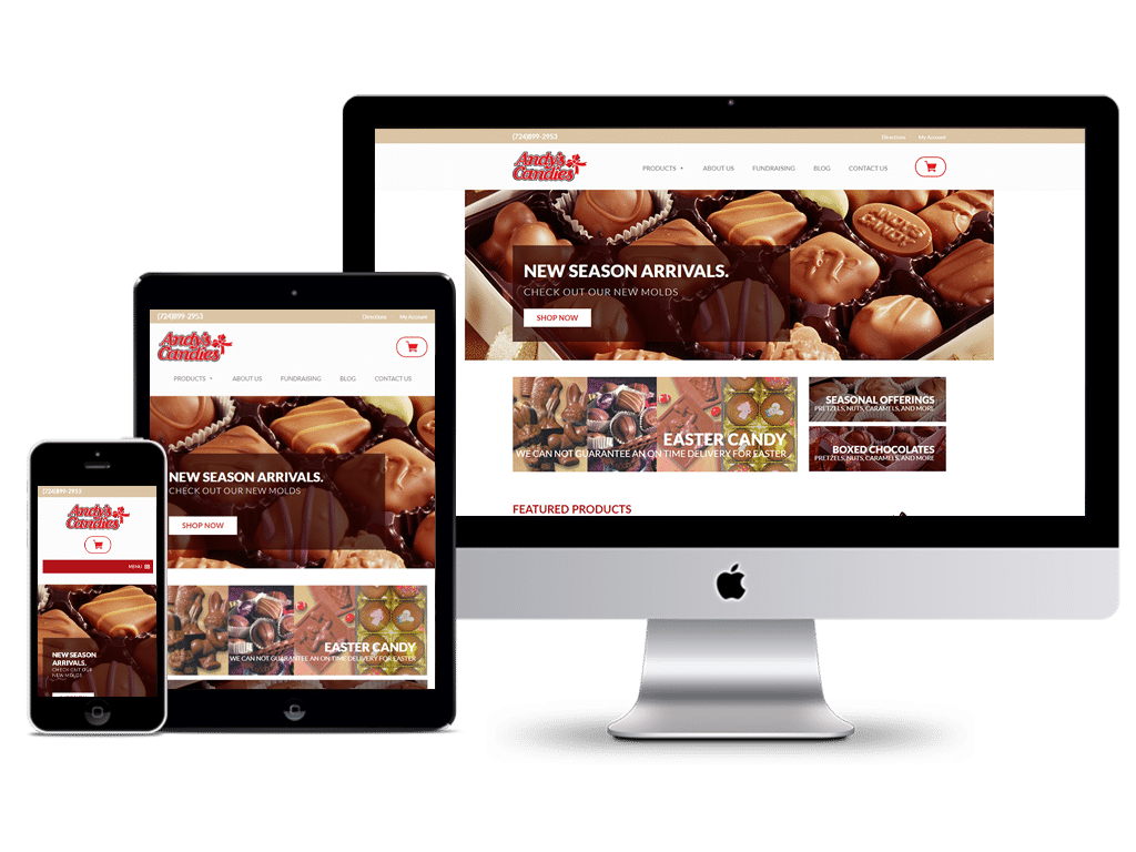 Andys Candies Wordpress Website Design By Higher Images | Website Andys Candies
