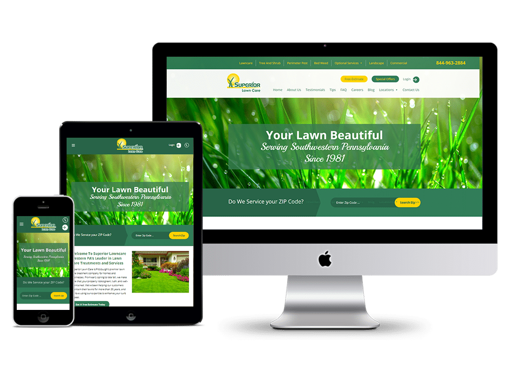 Superior Lawncare Wordpress Website Design By Higher Images | Website Superior Lawn Care