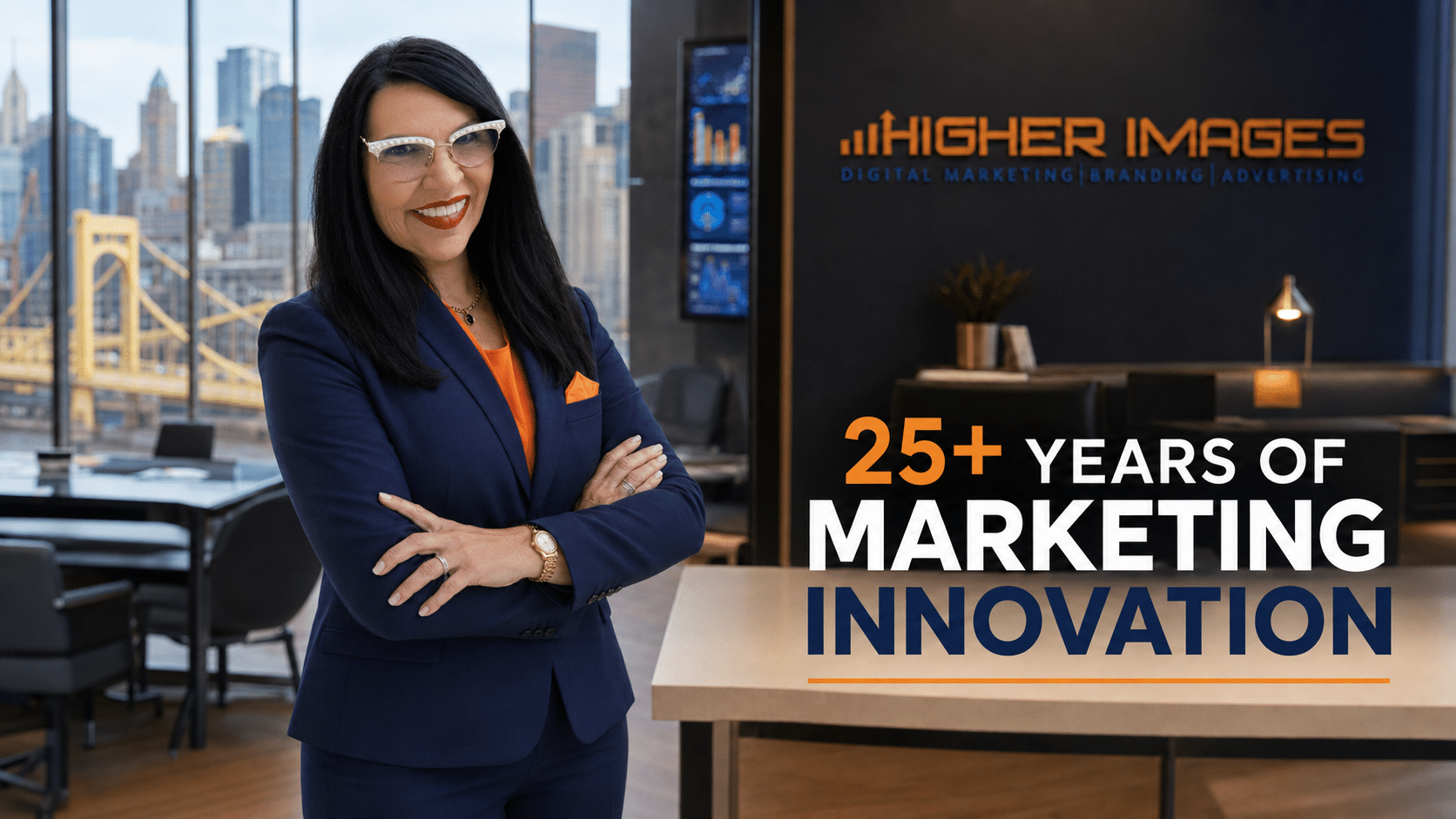 Linda Jo Thornberg and the Higher Images team marking more than 25 years in digital marketing
